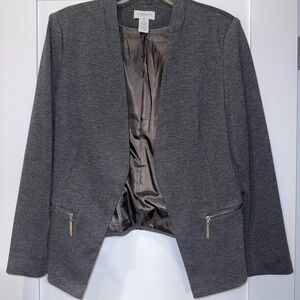 Carmen Marc Valvo Charcoal Gray Open-Front Blazer